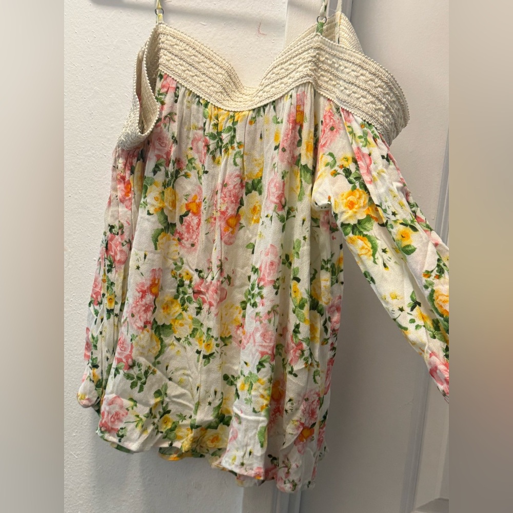 Chloe K Floral Off-Shoulder Blouse - Pink and Yellow